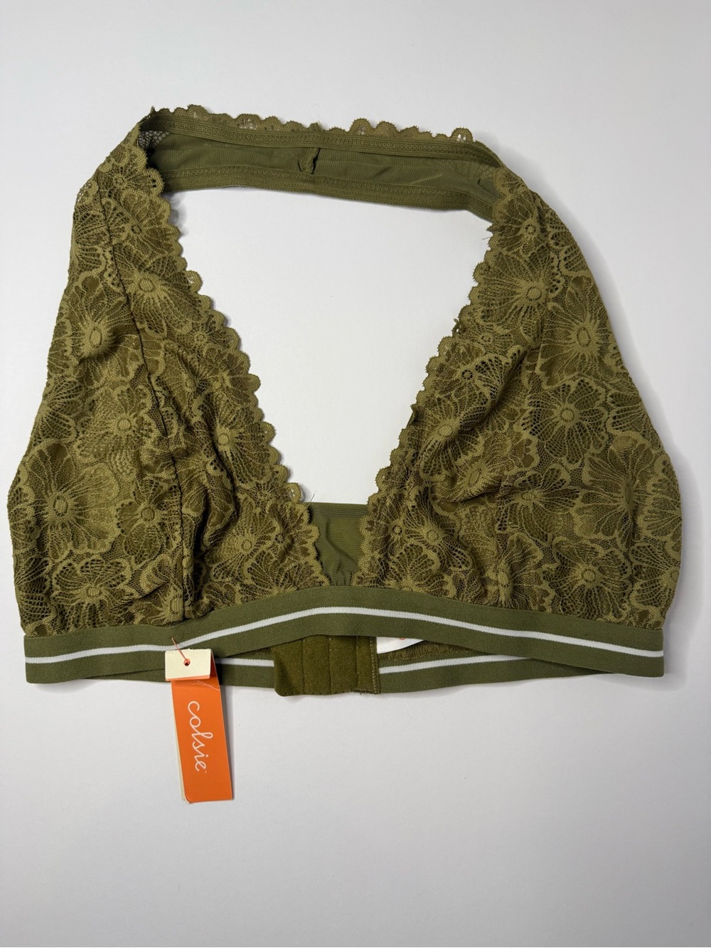 Colsie Olive Lace Halter Bralette